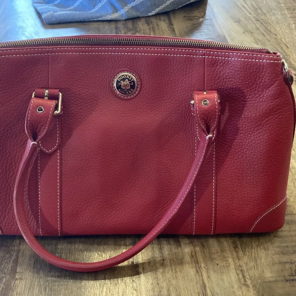 Red Leather Shoulder Bag by Dooney & Bourke